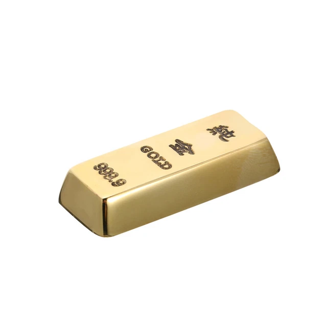 Barra de cobre y oro simulada ladrillo dorado artificial utilería decoración del hogar fortuna