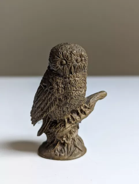 Vintage 1988 Franklin Mint Bronze Owl On Branch Mini Figurine Statue Collectable