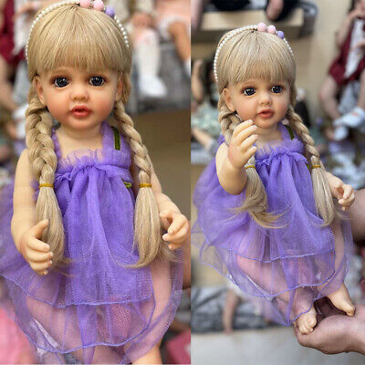 55CM Full Body Silicone Vinyl Reborn Toddler with Blond Hair Girl Doll Lifelike