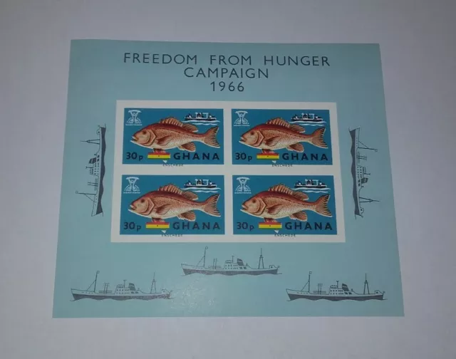 1966 Ghana Freedom From Hunger Campaign Minisheet Of 4 Stamps 30P Imperforated