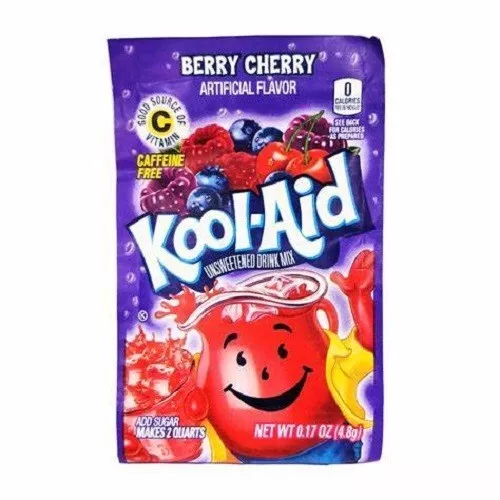 10 Sachets Kool-Aid Berry Cherry Flavoured Unsweetened Drink Mix, 10 x 4.8g