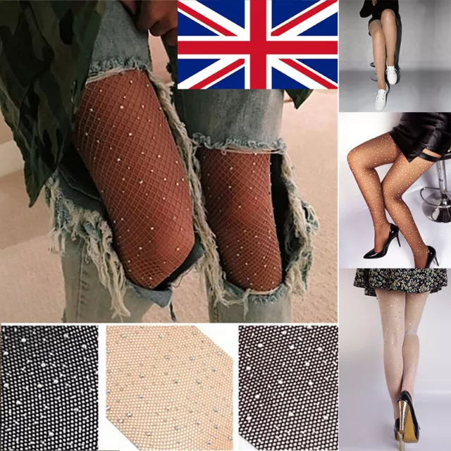 SPARKLY DIAMANTE EMBELLISHED Rhinestone Crystal Glitter Diamond Fishnet  Tights $5.05 - PicClick