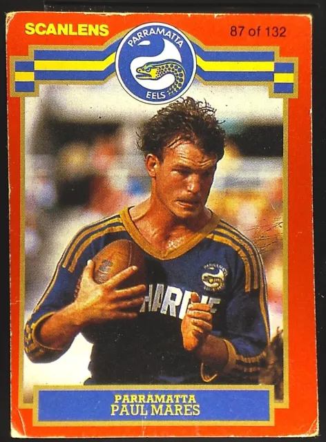 1986 #87 Paul Mares Parramatta Eels Scanlens rugby league NRL card