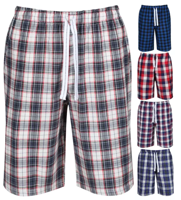 Mens Lounge Shorts Pyjama Sleep Pj Short Checked 5 Designs M L Xl Xxl Cotton New