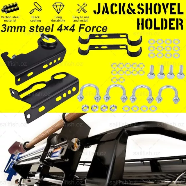 High Lift Jack & Shovel Holder 4×4 4WD Offroad Farm Mount Roof Rack Bracket AU