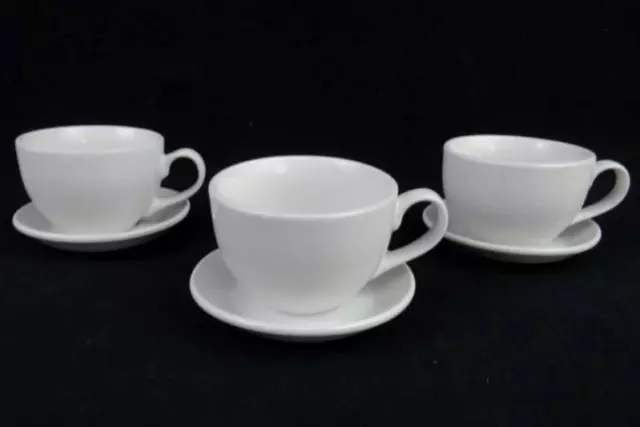 Lot of 3 World Tableware White Cups and Saucers BW-1152 BW-1160 Basic Round