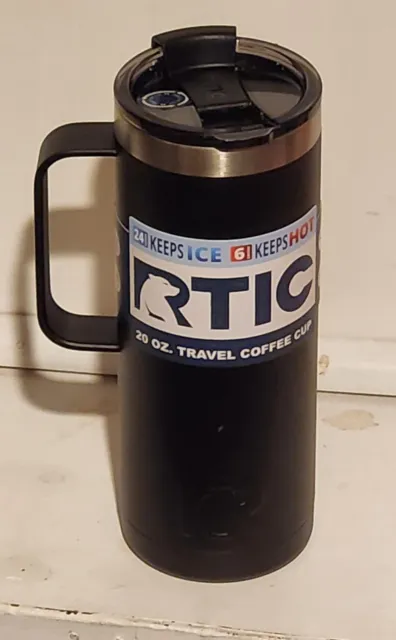 RTIC 20 oz Coffee Travel Mug with Lid and Handle, Stainless Steel Charcoal