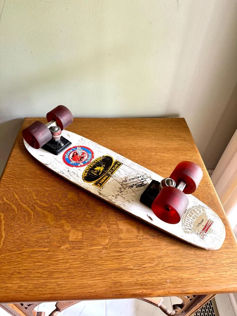 Skateboard Vintage Hawk Torque Années 70 - Noir/Jaune Avec Trucks ACS-430 Et Slides NOS