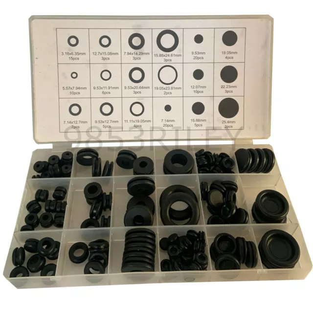 125pc Rubber Grommets Blanking Open Closed Blind Grommets Assorted Sizes