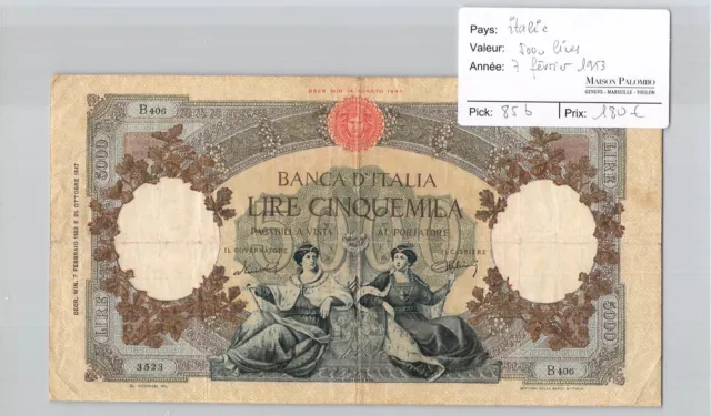 ITALIE - 5000 LIRES - 7.2.1953 - PICK 85b - B406 - N°3523