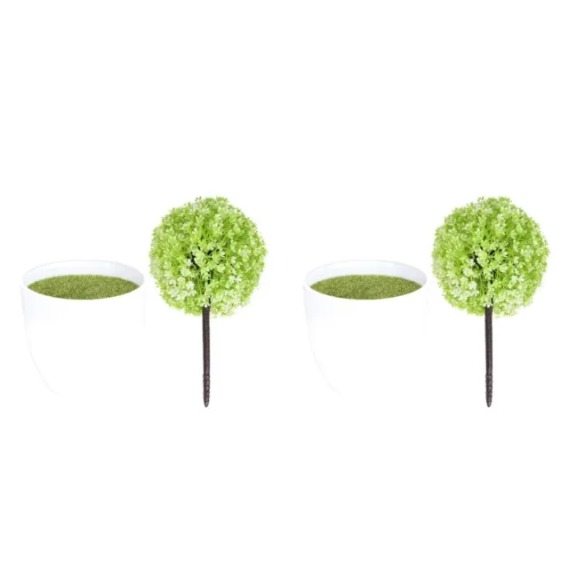 2 Pieces Artificial Potted Plant Flower Tabletop Decorations Faux Greenery