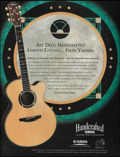 Yamaha CPX15AD Art Deco handcrafted acoustic guitar advertisement 2002 ad print