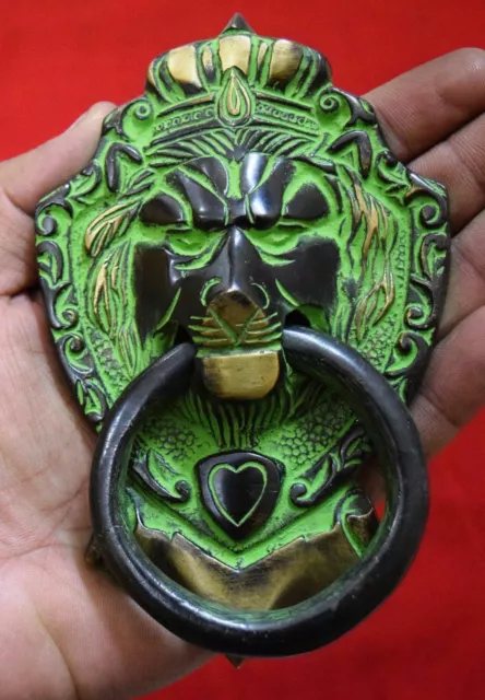 Style Antique Lion Tête Forme Heurtoir de Porte Laiton Massif Handmade Sonnette
