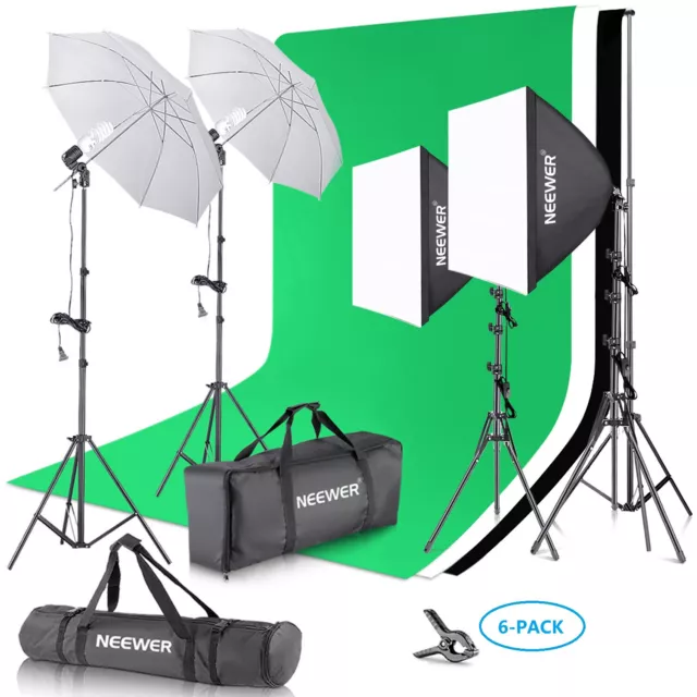 Neewer Background Support System and 800W 5500K Umbrellas Softbox Lighting Kit