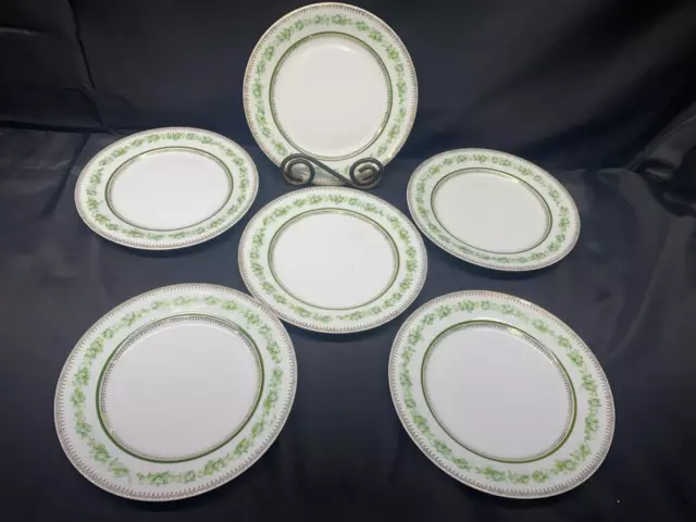 Set of 6 ~ Imperial Crown China "WHITE FLORAL" Austria ~ Dessert Plates ~ 8 1/4"