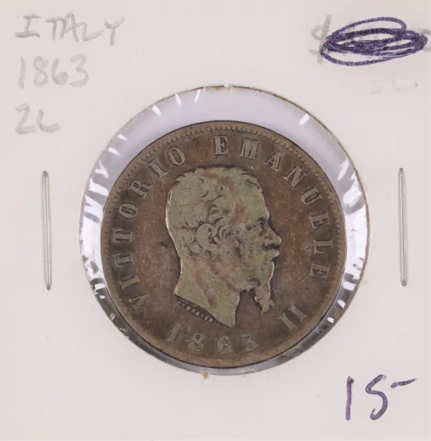 1863 ITALY 2 Lire Silver Coin
