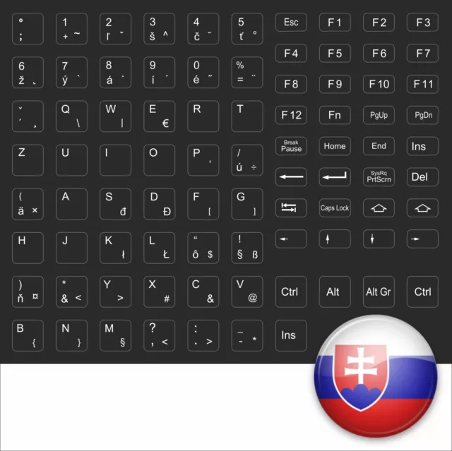 Adhesivo de Teclado Eslovaco Negro Pegar Eslovaquia Llave Electrónica F Notebook