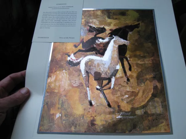 Vintage Art Print - E. FRED ANDERSON of UNBRIDLED Horses HORSE Play SILVER FOIL