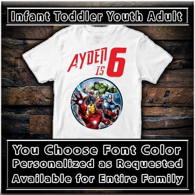 Marvel Avengers Birthday Tee Shirt for Boy Party Tshirt Custom T Shirt Gift Girl