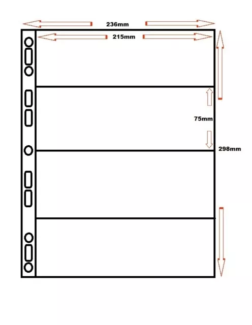 10 x MM 4H POCKET MULTI COLLECT POLYPROPYLENE A4 ALBUM BANKNOTE SLEEVES