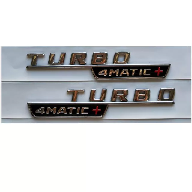 Chrome TURBO 4MATIC+ Fender Emblems for Mercedes Benz A45 A35 CLA45 GLA45 AMG