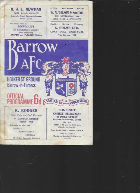 PROGRAMME - BARROW v LEICESTER CITY - FA CUP - 27 JANUARY 1968