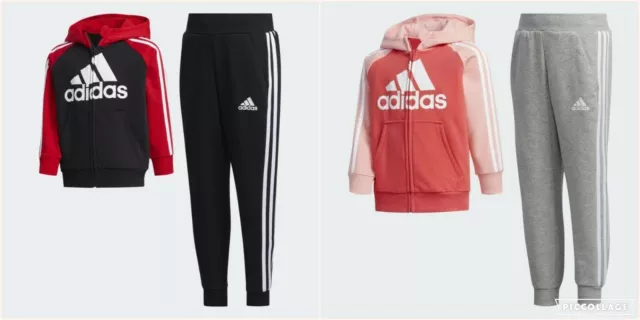 Adidas Kids Girls Boys French Terry Hooded Full Tracksuit