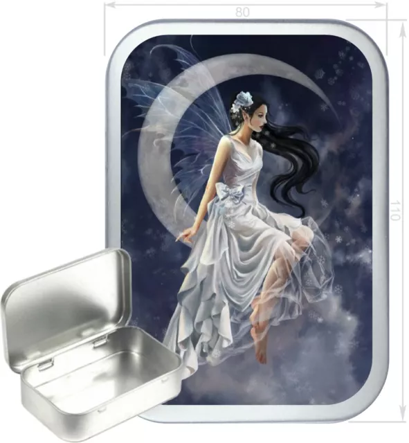 Fairy Moon Gift Box,150ml Silver Hinged Tin, Tobacco Tin, Storage Tin, Pill Tin