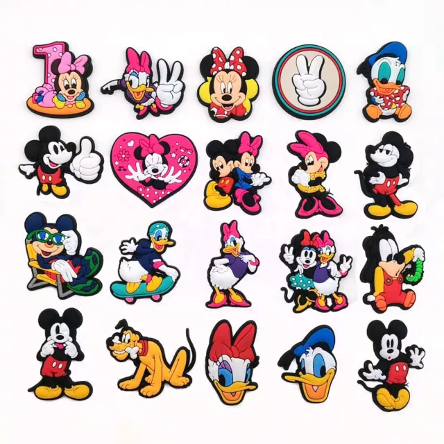 20Pcs Mickey Minnie Mouse Shoe Charms Bundle Set Shoes Decorations Kids Womenש