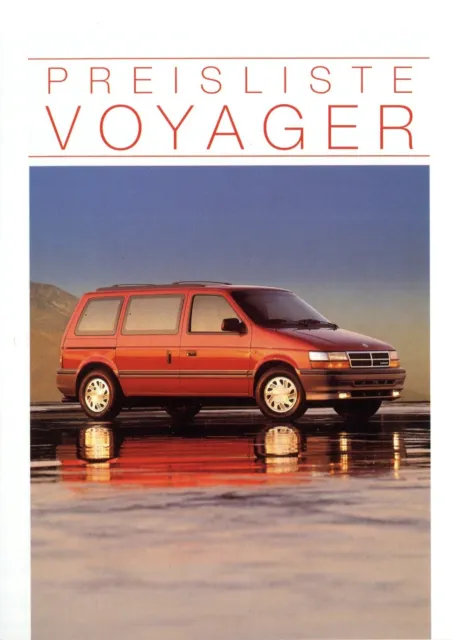 1994 Chrysler Voyager Price List 10/94 D Mj. 1995 price list prijslijst cennik
