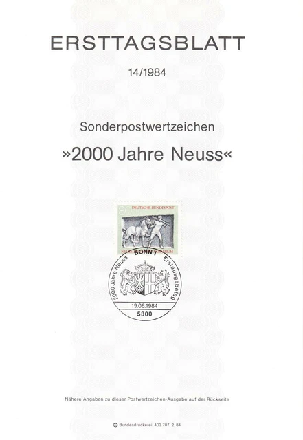 Bund ETB Nr. 14/1984 - 2000 Jahre Neuss