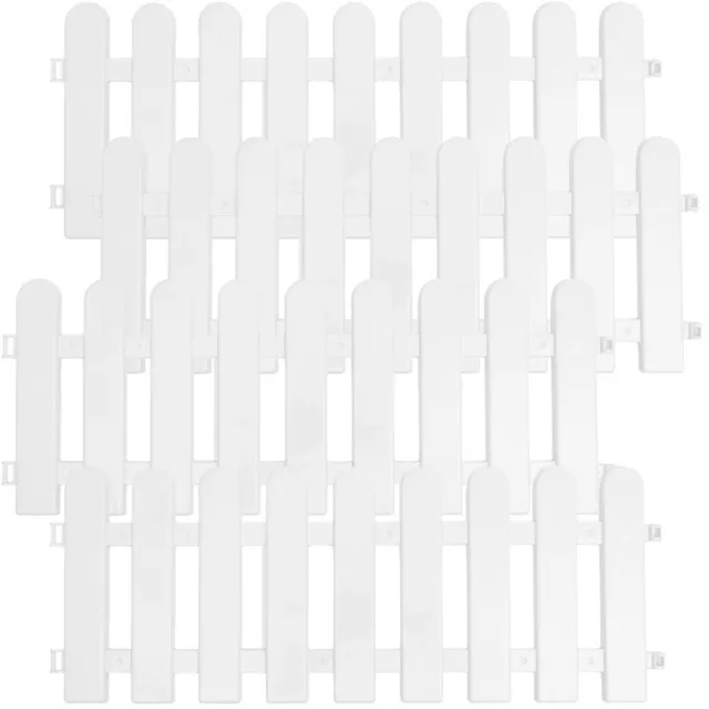 4pcs White Plastic Garden Picket Fence for Lawn and Flowerbeds