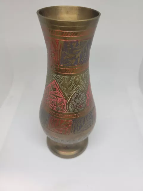 Floral Engraved 6 Inch Solid Brass Vase From India Marked India 254