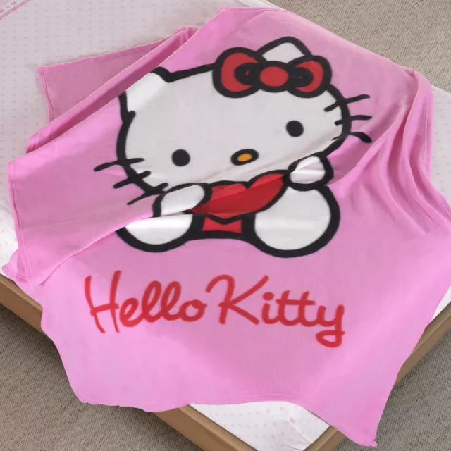 Plaid Hello Kitty 125x160 cm coperta in pile stampato idea regalo per bambini