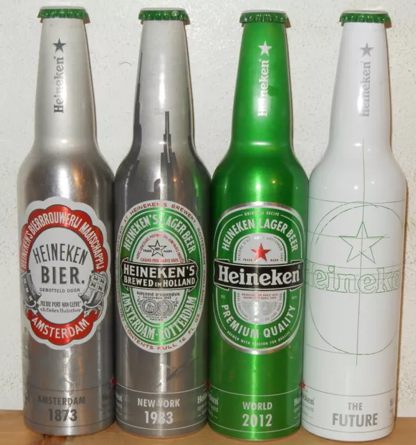 HEINEKEN 4 Alu Bottle cans 2011 Limited Edition set from HOLLAND (47cl) Empty !!