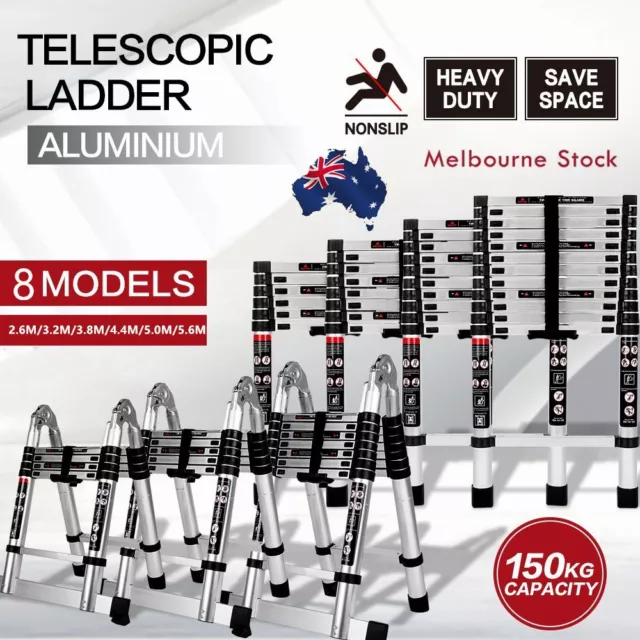 Folding Telescopic Ladder Multipurpose Aluminium Alloy Extension Steps 8 Models