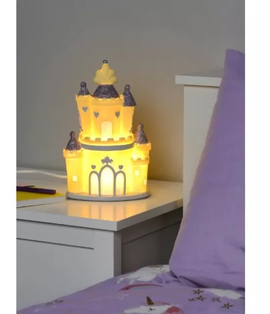 Glittery Blue Pink Princess Castle Table Lamp Night Light Girls Bed Room Gift