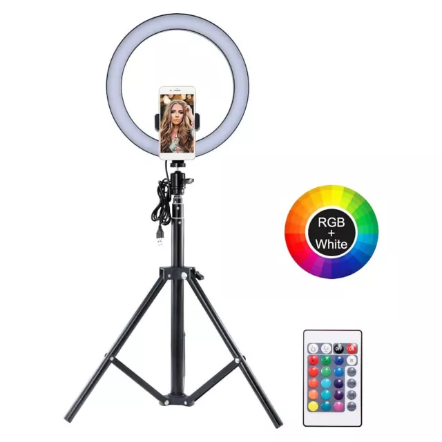10 Inch LED Selfie Ring Light RGB Circle Fill Light for Makeup Live Streaming