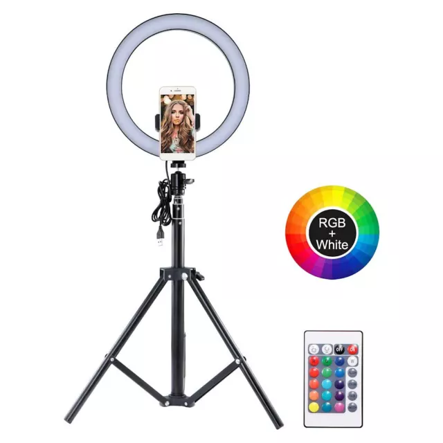 10 Inch Ring Light RGB LED Selfie Ring Light for Makeup Live Streaming