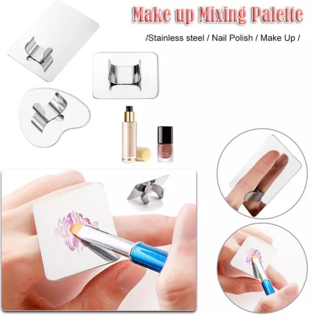 Mezclador de maquillaje de acero inoxidable cosmético arte en uñas paleta de mezcla y conjunto de espátulas