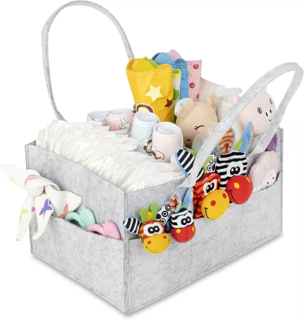 Baby Diaper Organizer Caddy Felt Changing Nappy Kids Storage Carrier Bag Grey UK