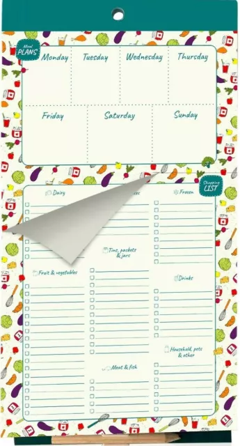 MAGNETIC Weekly Meal Planner and Shopping List Pad *52 PAGE* Fridge Magnet 6x11"