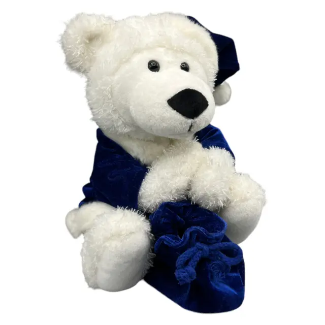 Kuschelwuschel Teddybär Eisbär Weihnachten Stofftier Plüsch 22cm Weiß Blau Sack