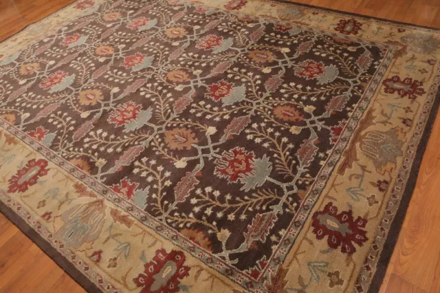 Oriental Traditional Parsian Style Hand Made Agra Taj Brown Wool Area Rug