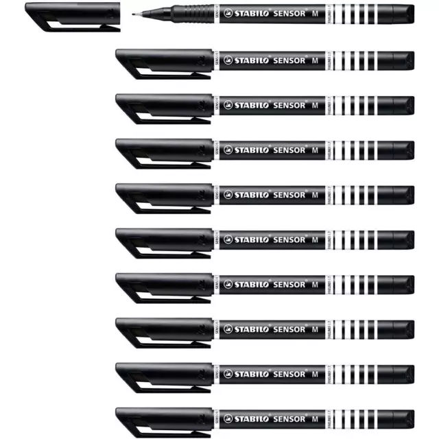 Fineliner mit gefederter Spitze STABILO SENSOR M medium 10er Pack schwarz