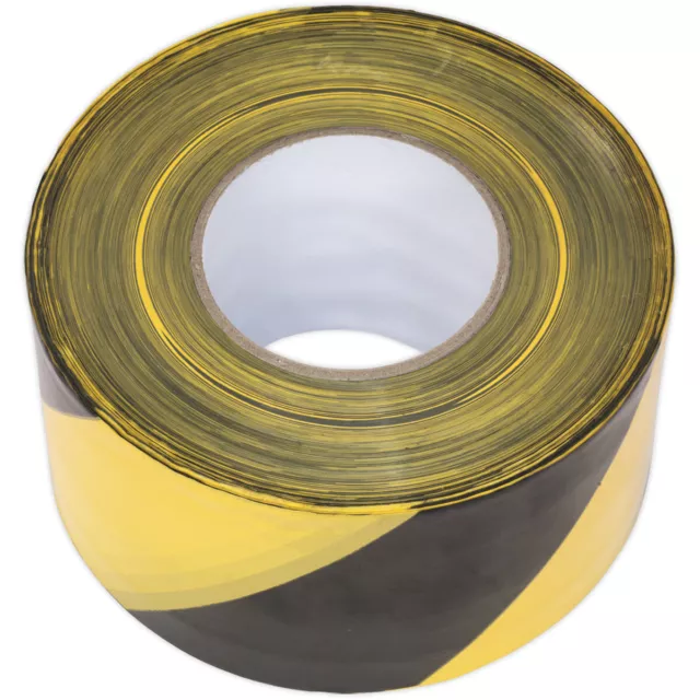 80mm x 100m Black & Yellow Non-Adhesive Barrier Tape - Hazard Warning Safety 3