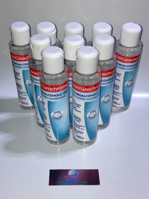 x10 Gel Mains Désinfectant Mercurochrome - Hydroalcoolique - Antibactérien/100ml