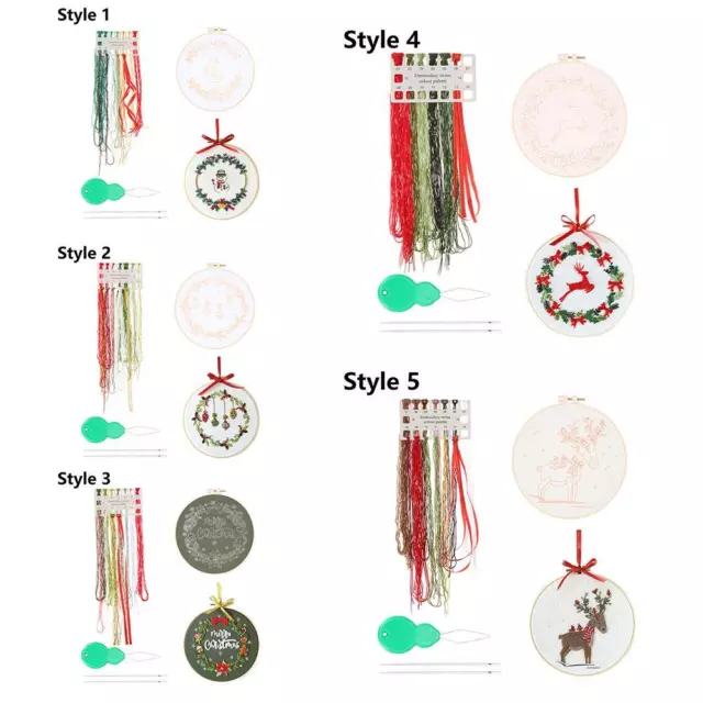 Punch Embroidery Hoop Cross Stitch Kit Xmas Embroidery Christmas Ornament