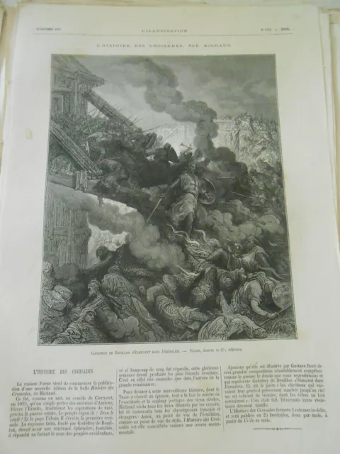 1875 engraving - The history of the Crusades Godefroy de Broth Gustave Doré