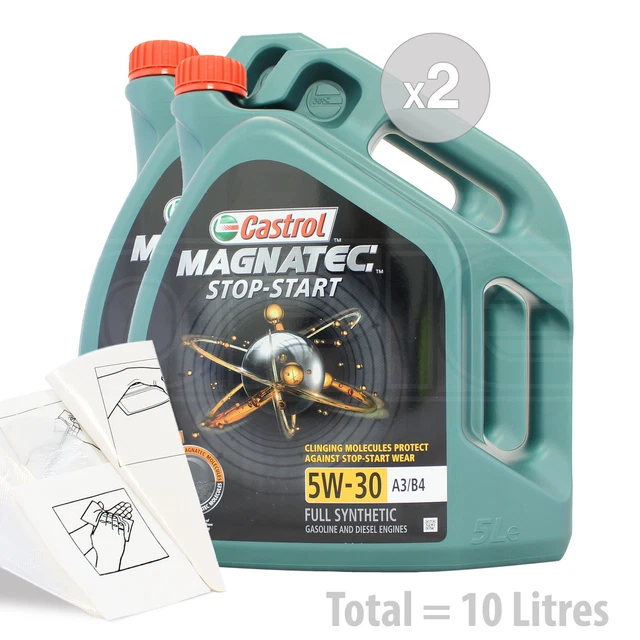 CAR ENGINE OIL Service Kit / Pack 10 LITRES Castrol Magnatec 5W30 A3